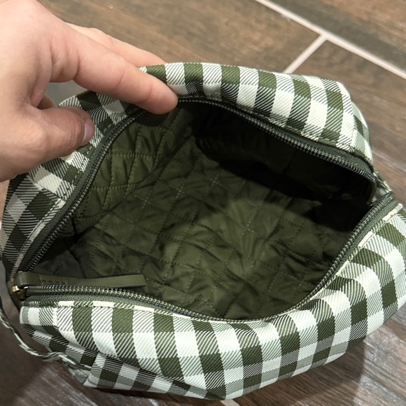 Tory Burch Green Checkered Cosmetic Bag - Picture 4 of 6